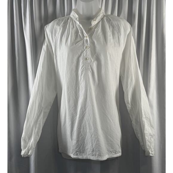 GAP Cotton Mock Neck Long Sleeves Drawstring Waist Blouse, White, Sz: L, 79-11 - Picture 1 of 12